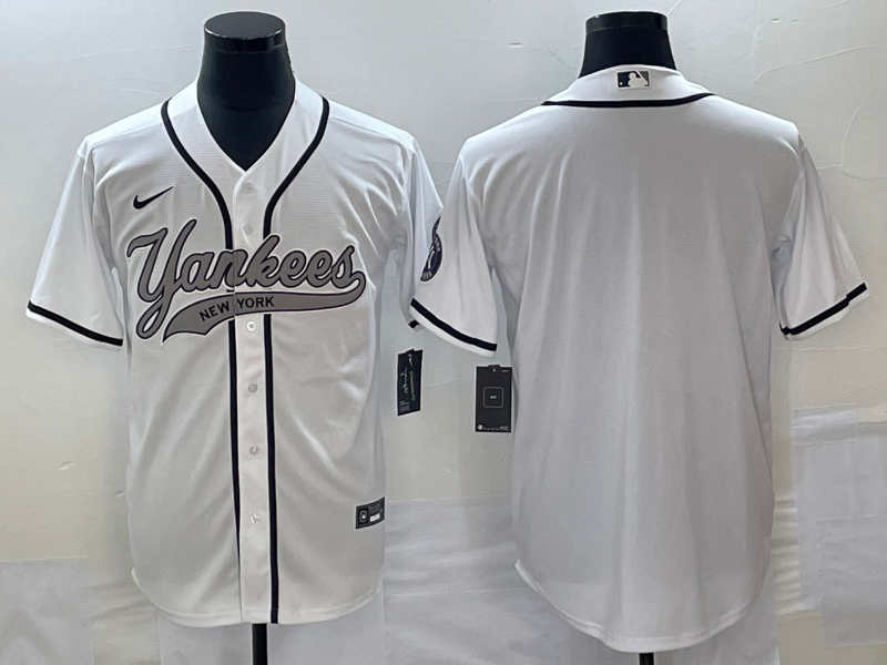 Men's New York Yankees White Blank Jersey Joint Edition